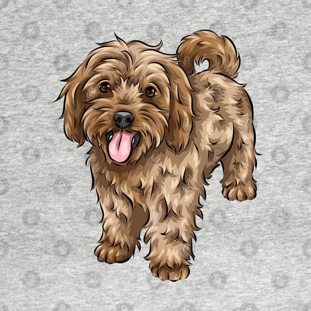 Ginger Cavapoo Dog by Shirin Illustration